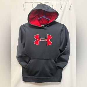 Under Armour Hoodie Sweat Shirt Youth Medium Black Red 0111